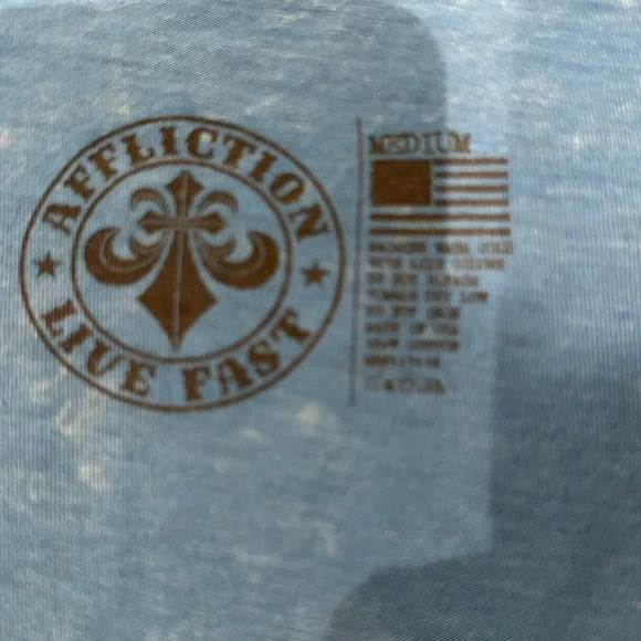 Affliction Blue and Black V-Neck Short Sleeve Top - Picture 4 of 4